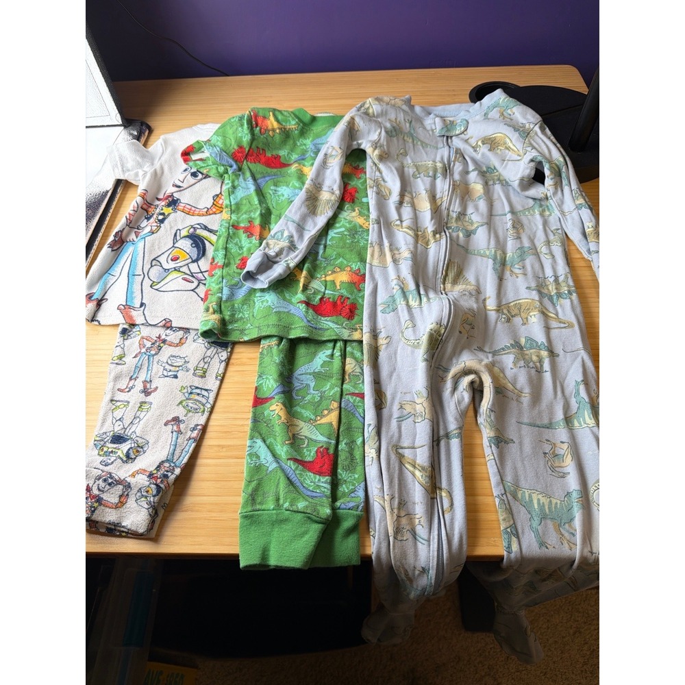 Boys 5T Pajamas Lot Dinosaur Toy Story Carter's Sleepwear Bundle 3